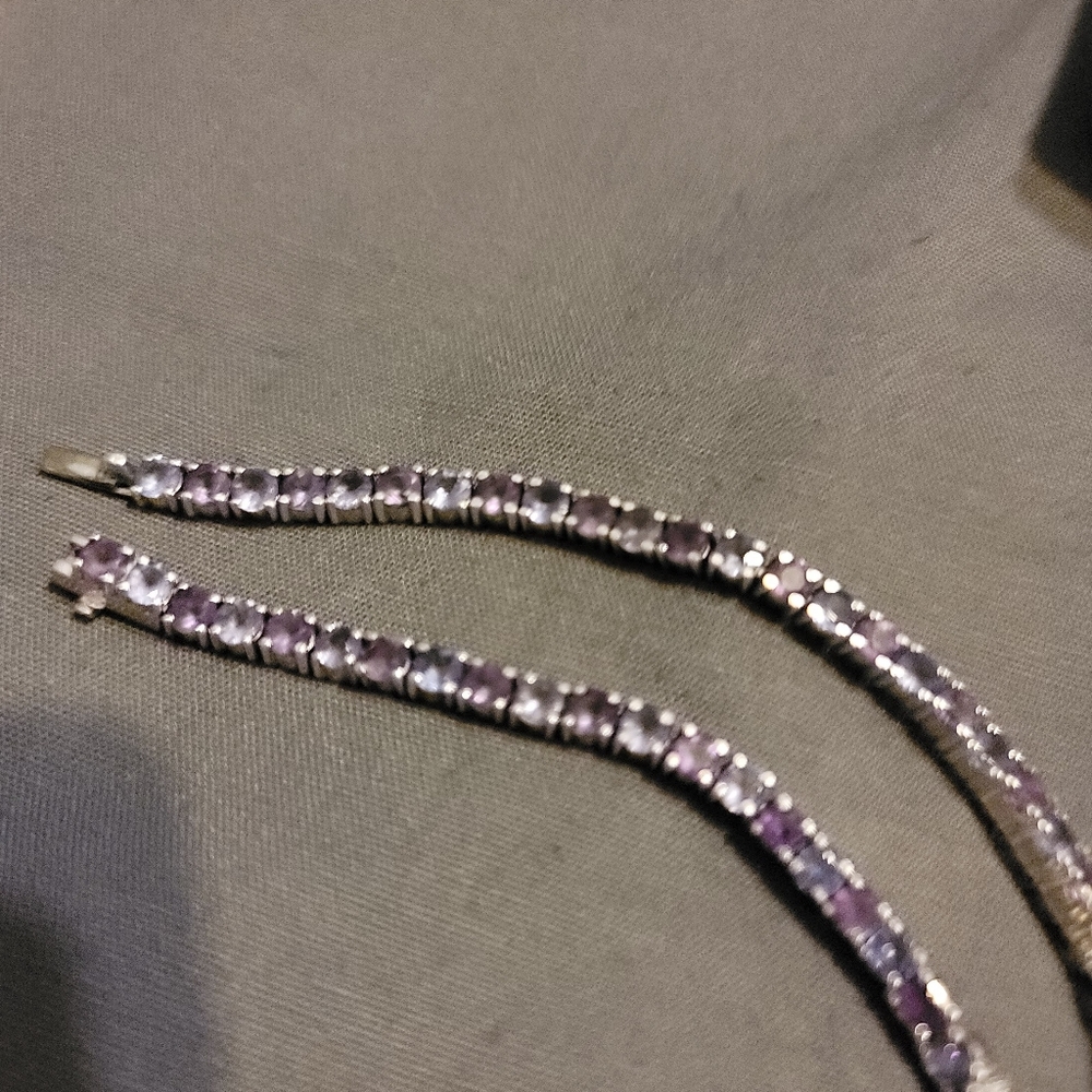 Amethyst and Tanzanite sterling silver bracelet